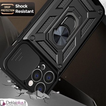 5in1 smūgiams atsparus dėklas su žiedu ir kameros apsauga - juodas (Apple Iphone 11 Pro Max)